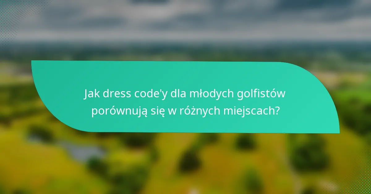 Jak dress code'y dla młodych golfistów porównują się w różnych miejscach?