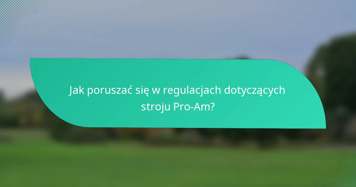 Jak poruszać się w regulacjach dotyczących stroju Pro-Am?