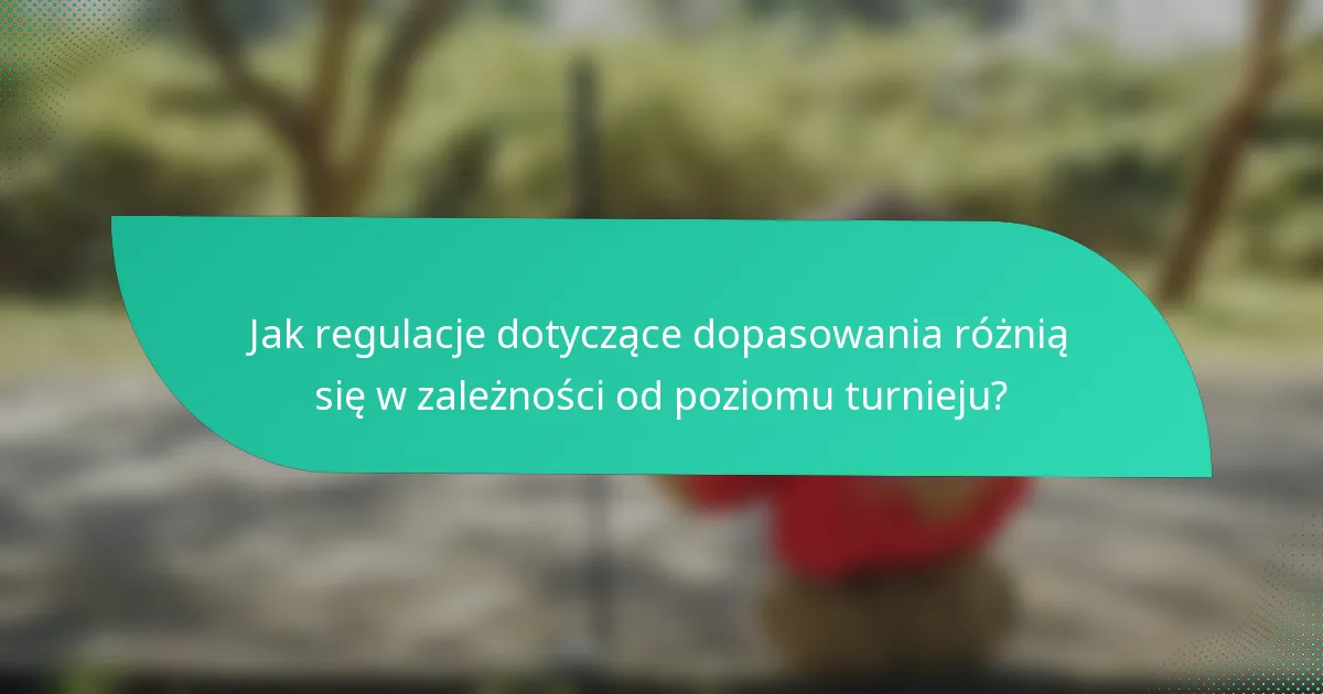 Jak regulacje dotyczące dopasowania różnią się w zależności od poziomu turnieju?