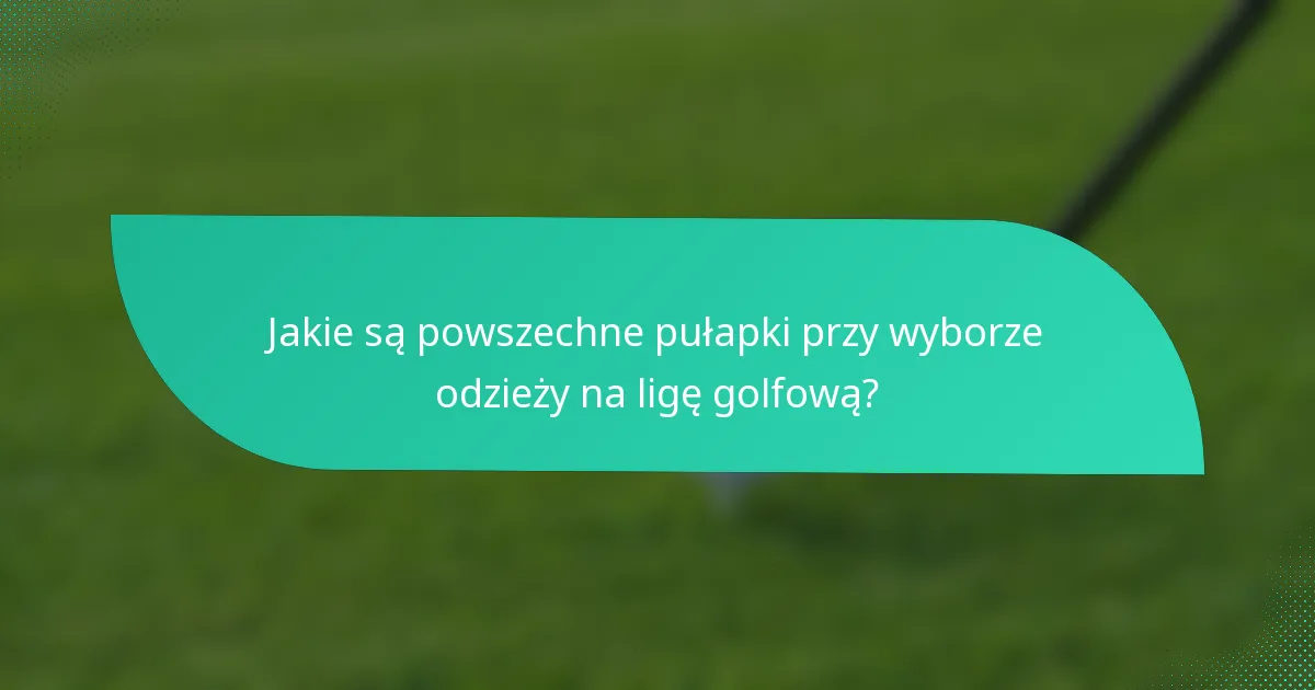 Jakie są powszechne pułapki przy wyborze odzieży na ligę golfową?